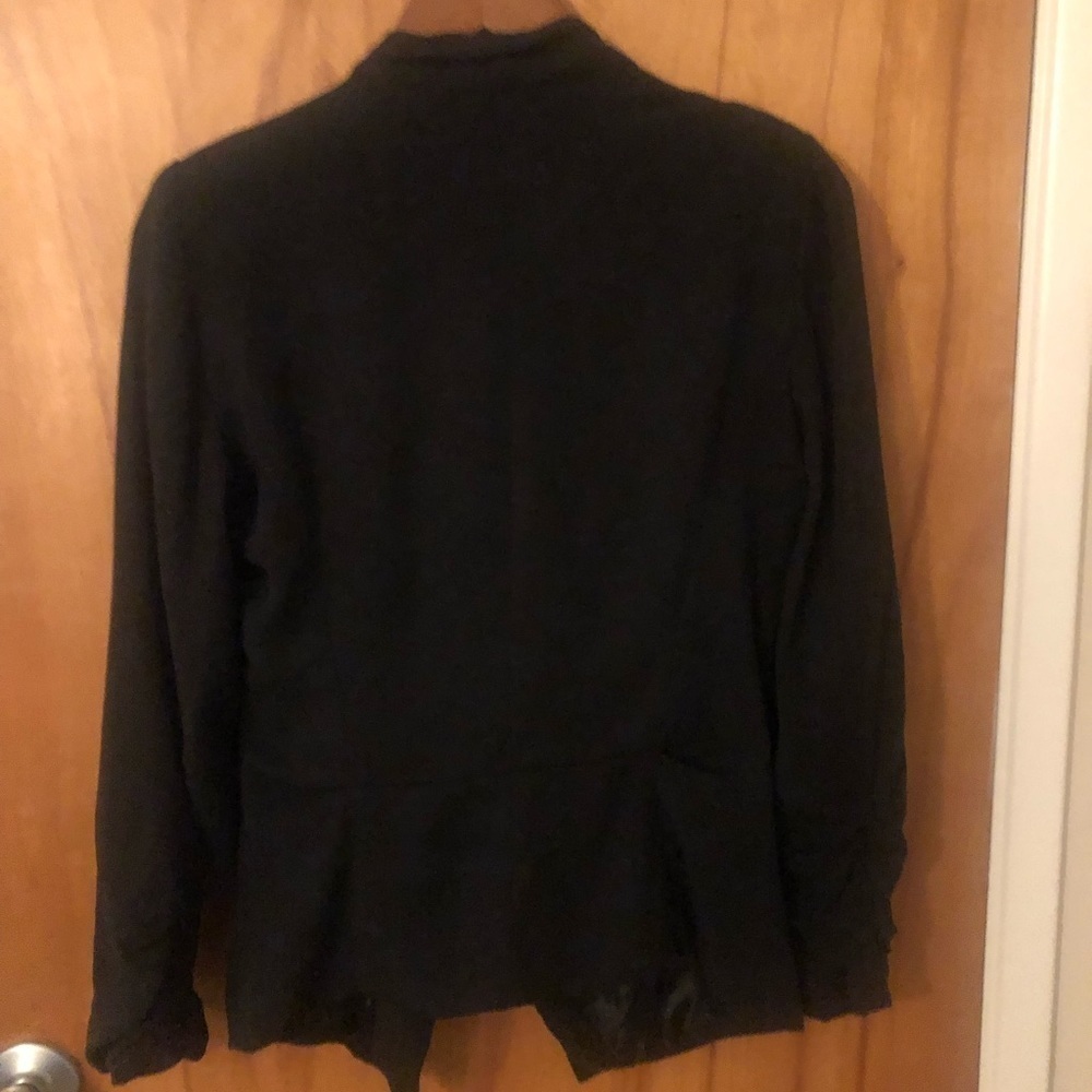 Vintage Y2k Zip up Assymetrical black blazer waterfall collar interview outfit - Picture 12 of 12
